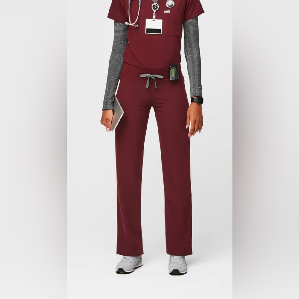 FIGS-Burgundy Livingston Basic Scrub pant-medium petite